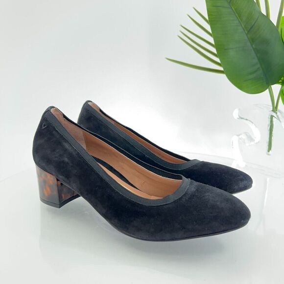 Vionic Womens Natalie Pump Size 8 Black Suede Tortoise Shell Heel Dress Shoe - Picture 1 of 16